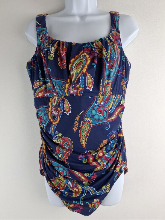 Lands' End Other - Lands’ End Multicolor Paisley One Piece Bathing Suit Ruching Plus  Size 20W